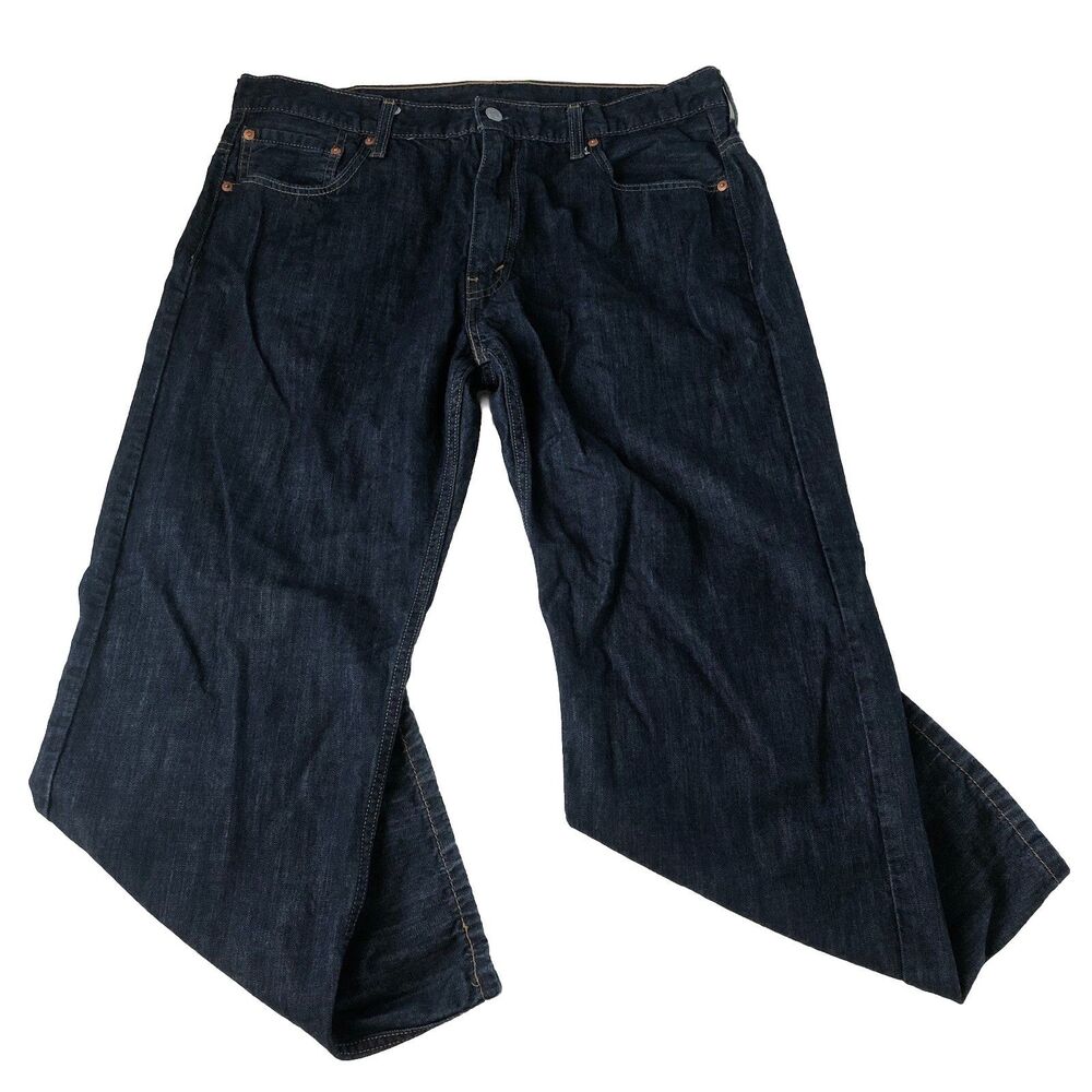 Levis 569 Mens 36x27 Loose Straight Fit Jeans Dark Wash Blue Denim 00569-0127
